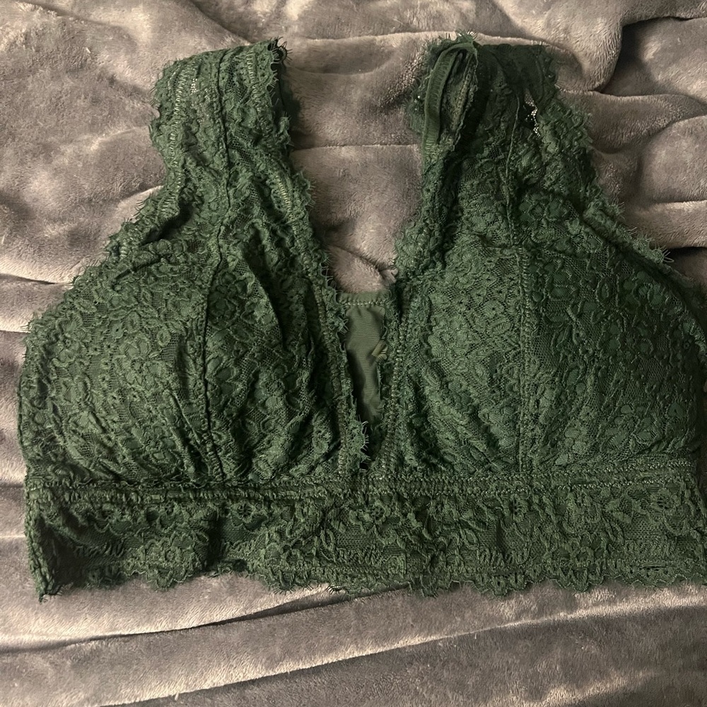 Aerie Lace Bralette in Dark Green